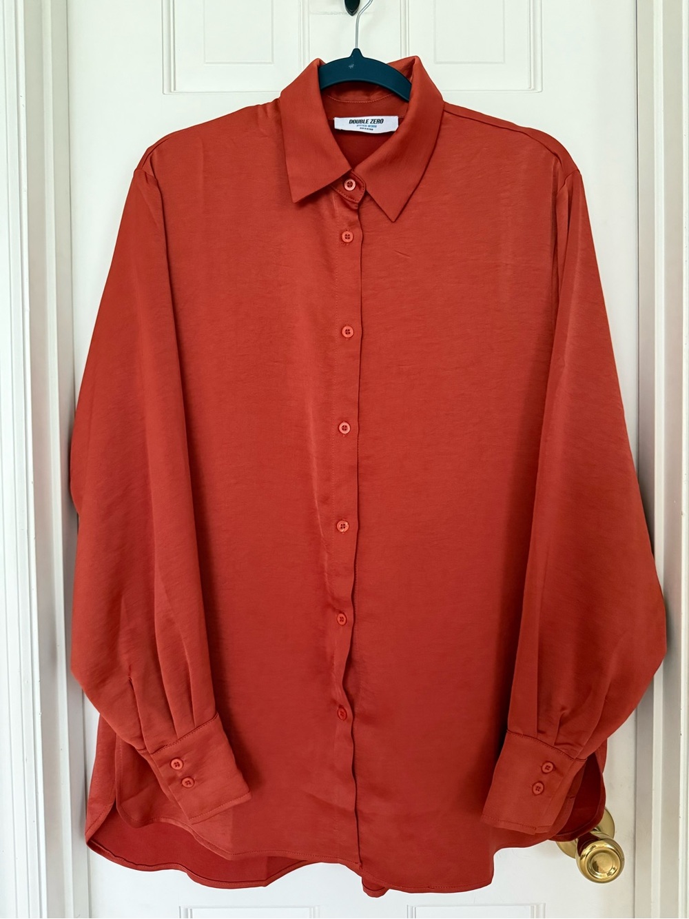 Double Zero Rust Orange Button-Down Blouse